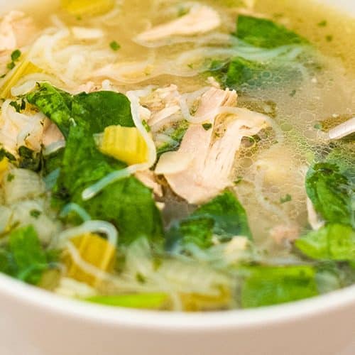 Easy keto chicken noodle soup.