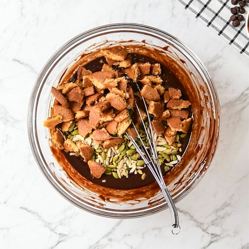 Keto Chocolate Salami Ingredients in a mixing bowl