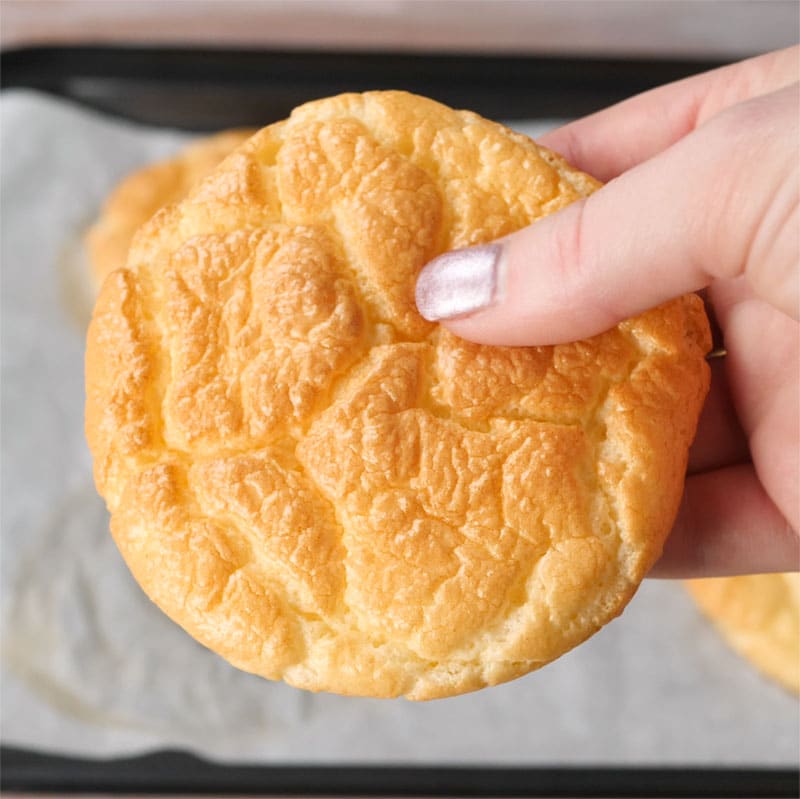 A piece of Keto Egg Bread