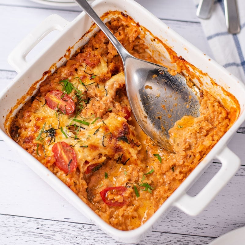 Keto Vegetarian Casserole in a casserole dish.