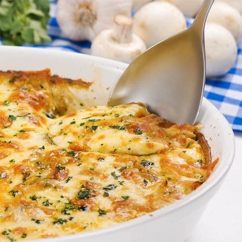 The Best Keto Chicken, Mushroom, Spinach & Cheese Casserole