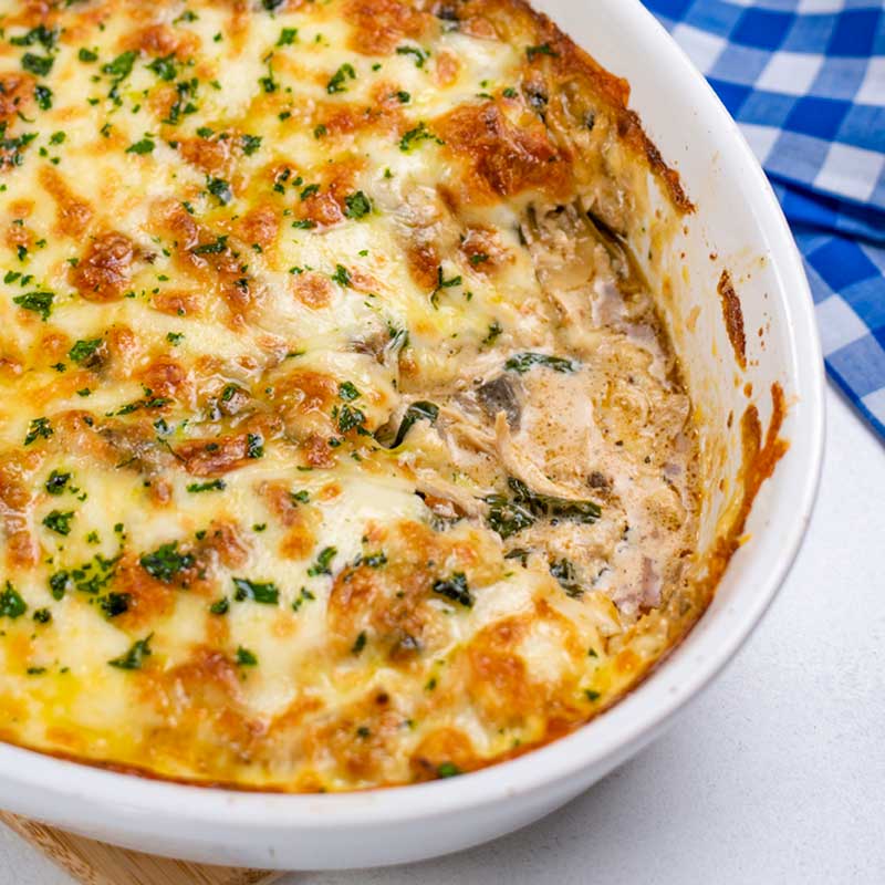 Chicken and Cheese Bake in a Casserole Dish