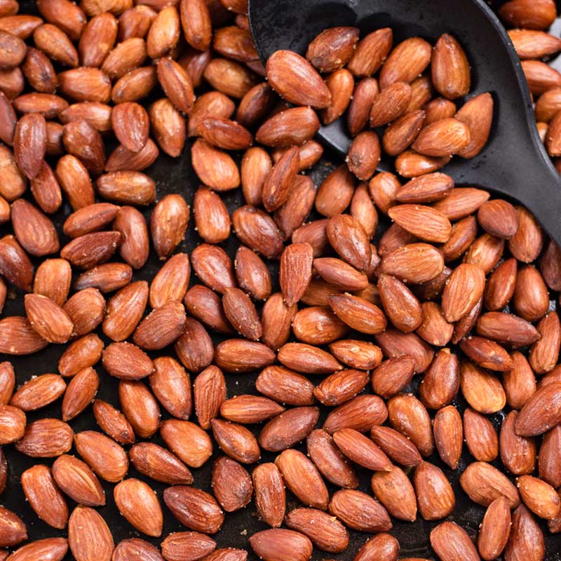 Keto Roasted Almonds on a baking tray.