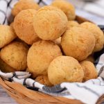 Brazilian Cheese Bread in a basket.