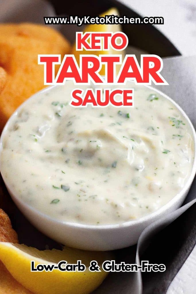 Keto tartar sauce in a serving bowl.