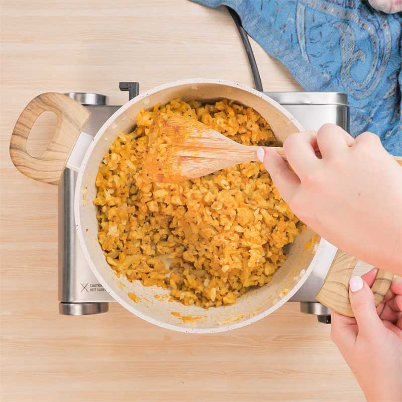 Keto Indian Dal Ingredients being cooked in a saucepan.