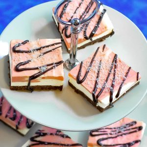 Keto cherry ripe slices on a serving platter.