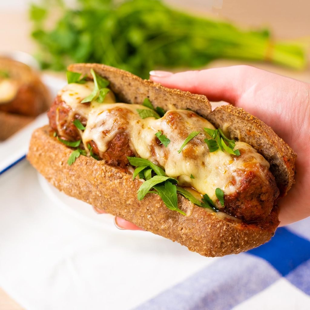 Keto meatball sandwich.