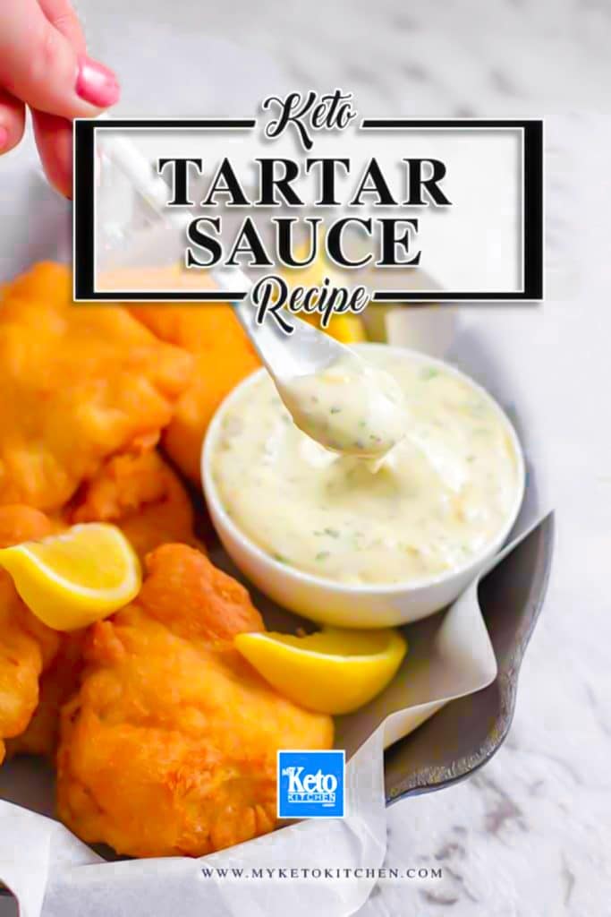 Keto tartar sauce in a serving bowl.