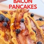 Keto bacon pancakes with sugar free maple syrup.