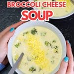Keto broccoli cheddar cheese soup in a bowl.