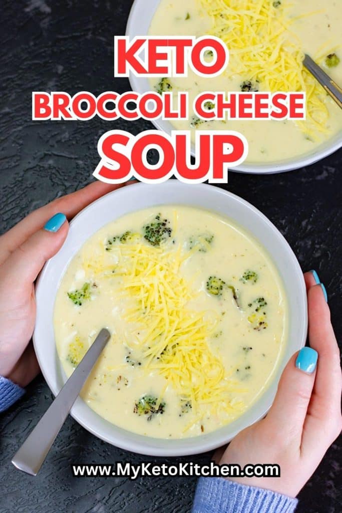 Keto broccoli cheddar cheese soup in a bowl.