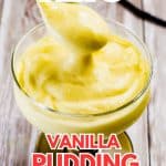 Keto vanilla pudding in a dessert bowl.