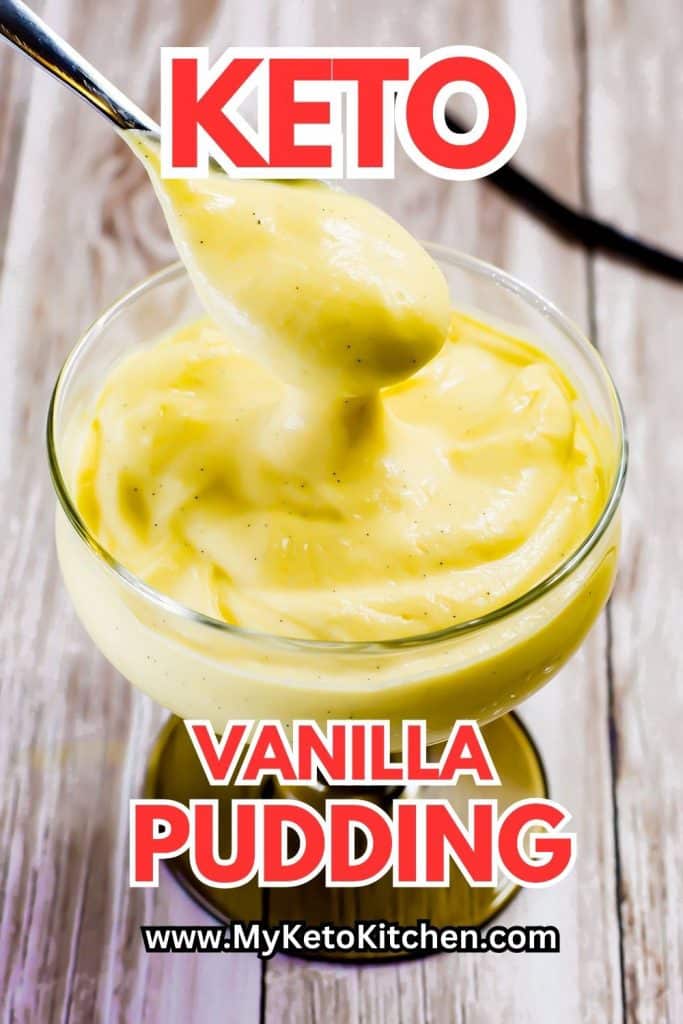 Keto vanilla pudding in a dessert bowl.