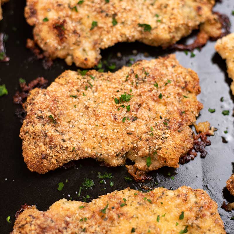 Keto Crispy Baked Ranch Chicken on a baking sheet.