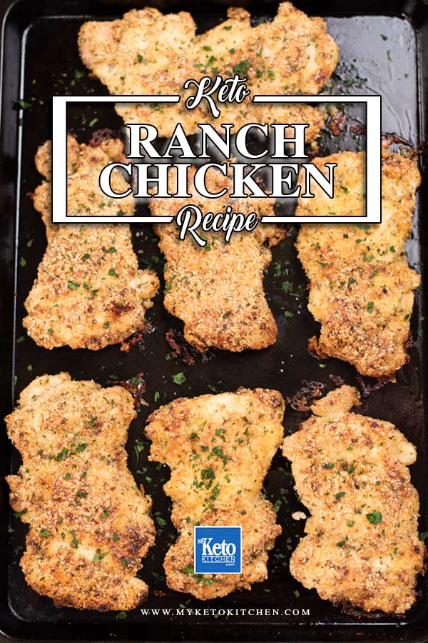 Keto Crispy Baked Ranch Chicken on a baking pan.