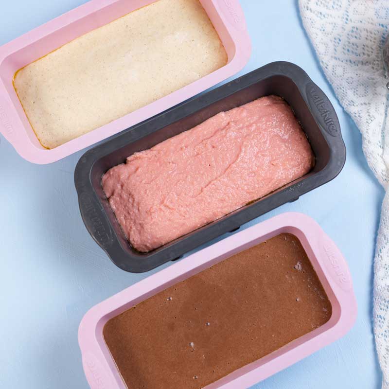 Keto Ice Cream Bread batter in a loaf pan.
