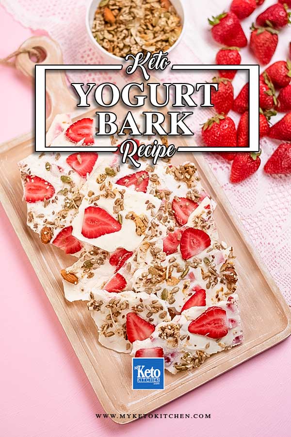 Keto Strawberry Yogurt Bark on a platter.