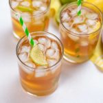 Sugar-Free Iced Tea in glasses with striped paper straws.