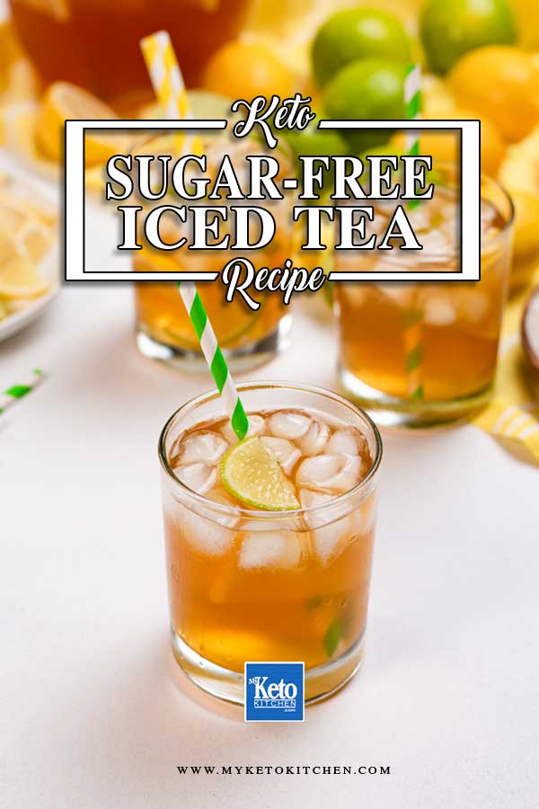 Sugar-Free Iced Tea in glasses with striped paper straws.