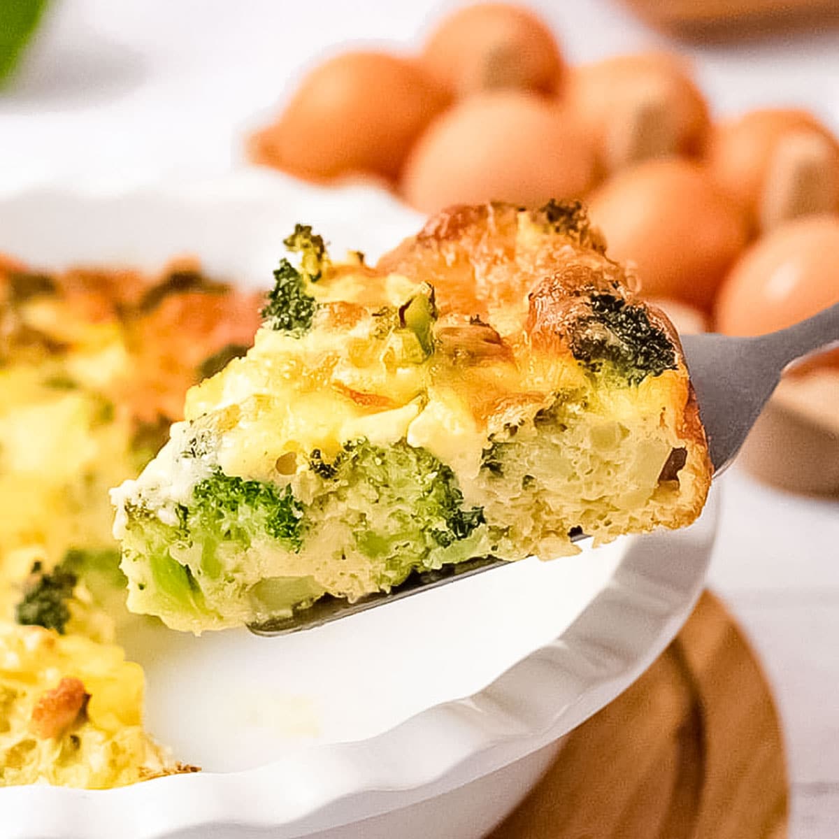 Keto Crustless Quiche - Broccoli &amp; Cheese