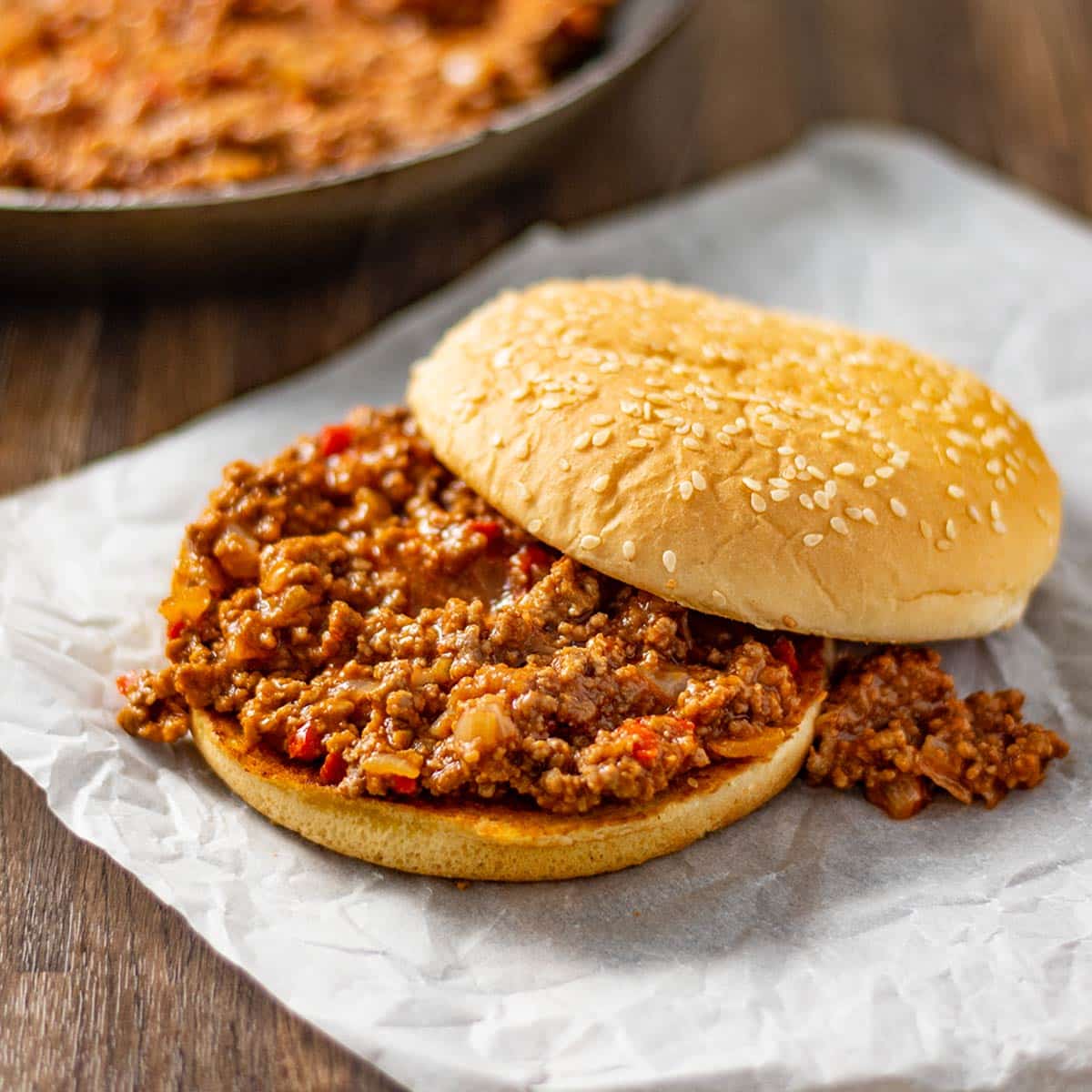 Keto sloppy Joe on baking paper.