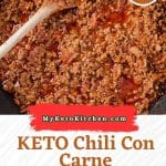Keto chili con carne in a frying pan.