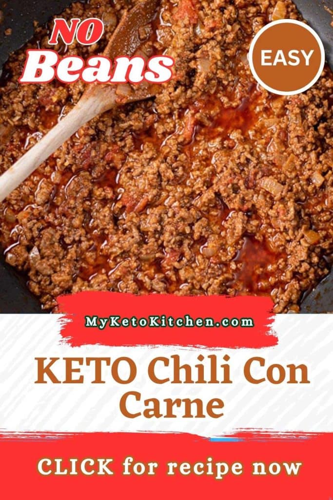 Keto chili con carne in a frying pan.