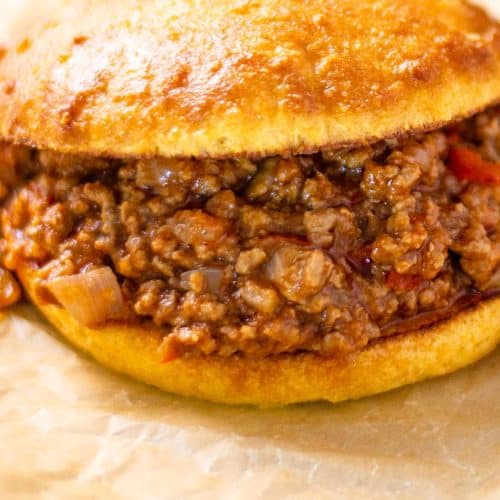 Keto sloppy joe on baking paper.