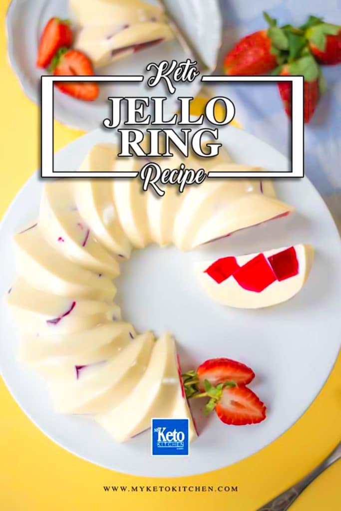 Keto vanilla jello ring dessert on a plate.