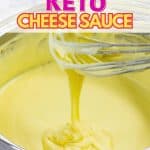 Keto cheese in a pot with a whisk.
