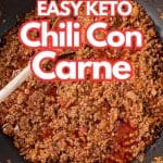 Keto chili con carne in a frying pan.