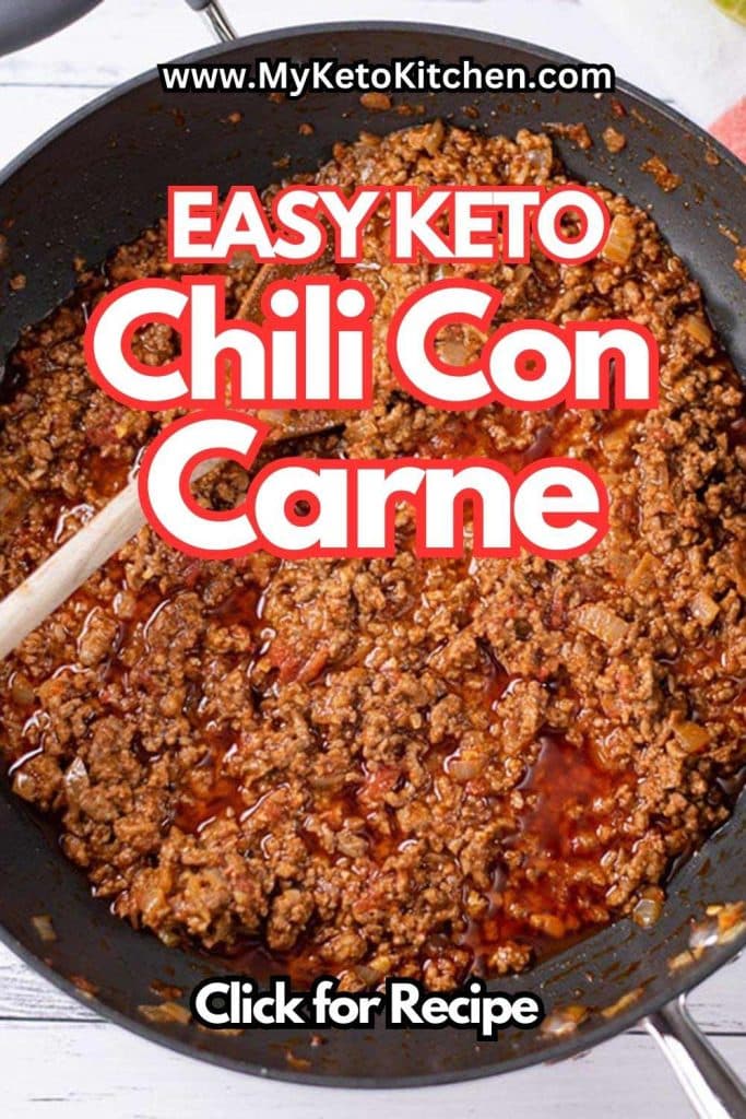 Keto chili con carne in a frying pan.