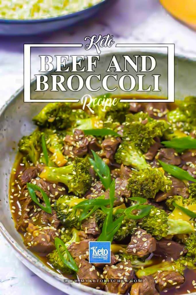 Keto beef and broccoli in a grey bowl.