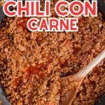 Keto chili con carne in a frying pan.