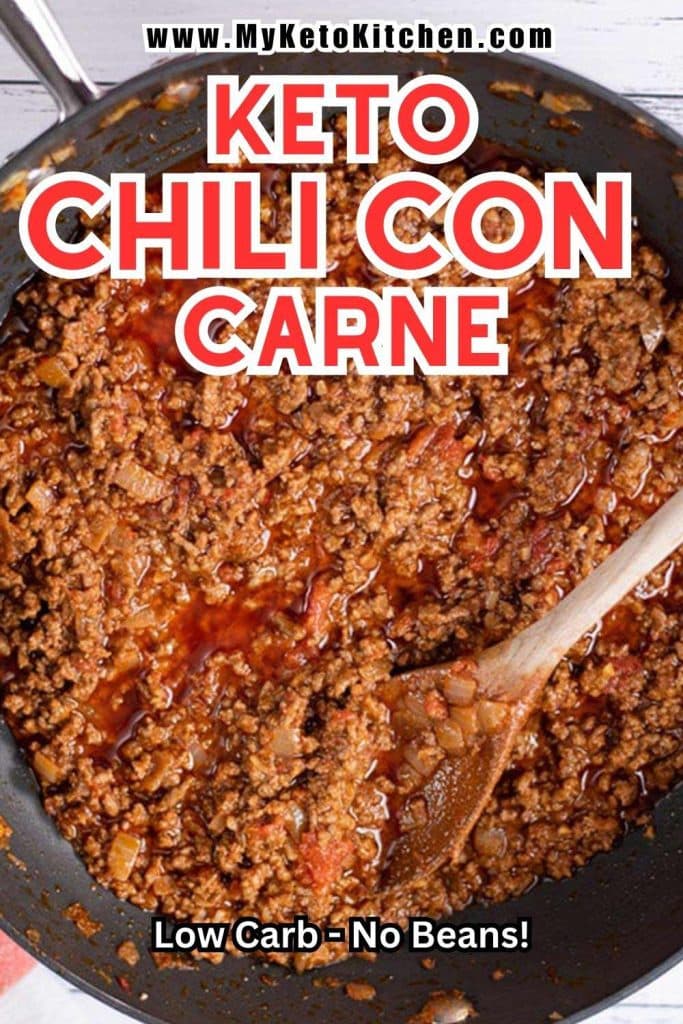 Keto chili con carne in a frying pan.