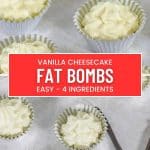 Cheesecake fat bombs on a sheet.