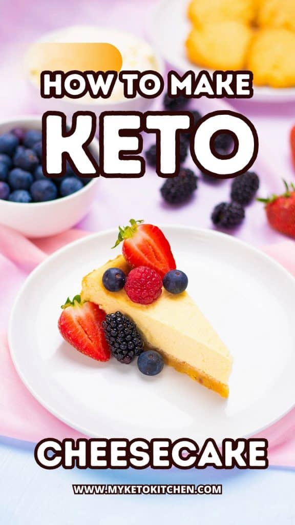 Keto cheesecake slice on a plate.