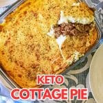 Keto cottage pie in a baking dish.
