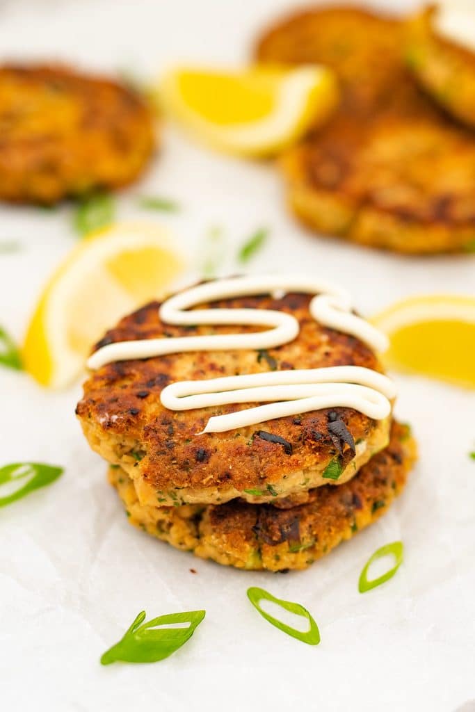 Two Keto salmon patties.