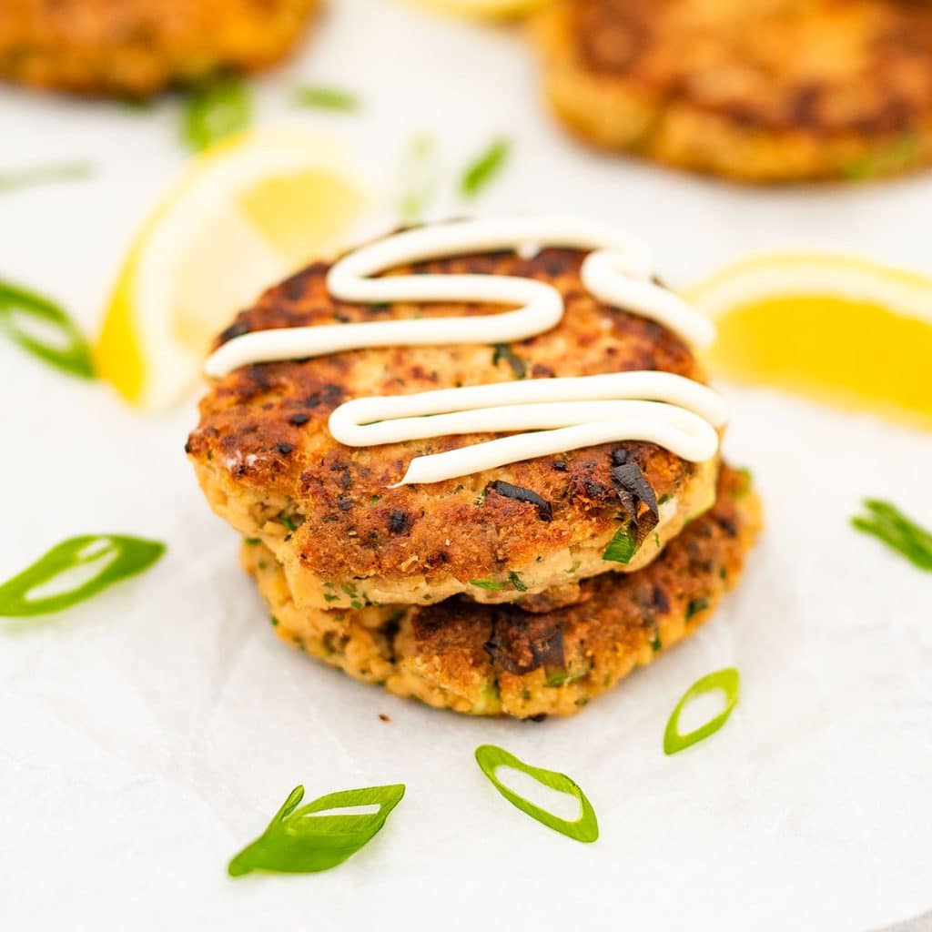 Two Keto salmon patties.