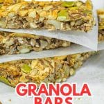 Keto granola bars on baking paper.