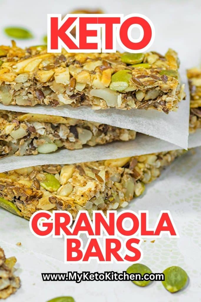 Keto granola bars on baking paper.