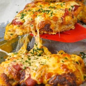 Keto chicken parmesan recipe.