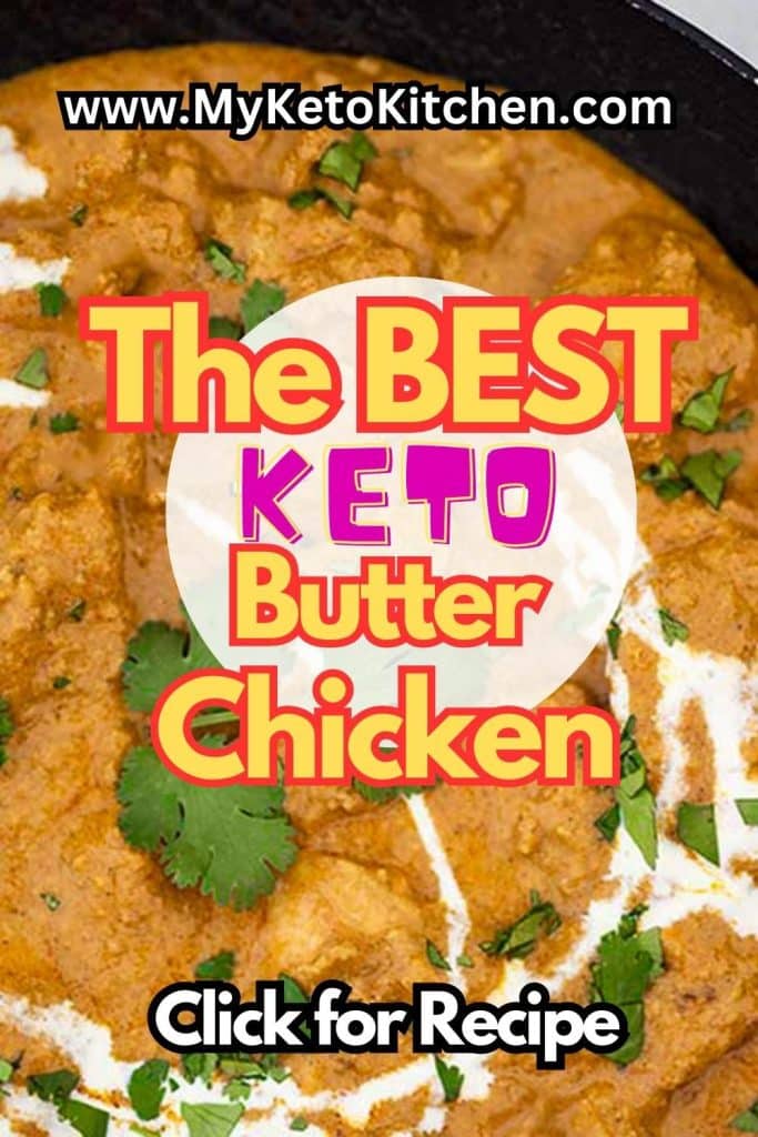 Keto butter chicken in a cast iron pan.