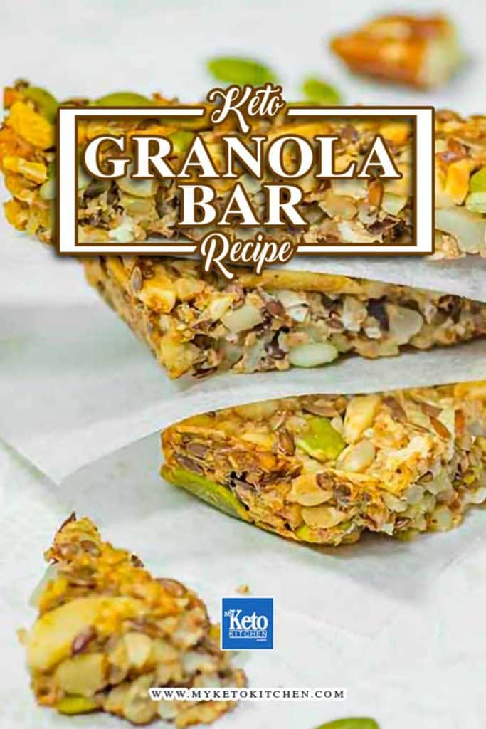Keto granola bars on baking paper.