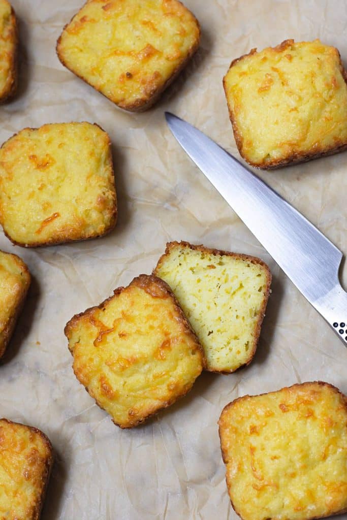 Keto biscuits on baking paper.