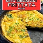 Keto frittata in a frying pan.