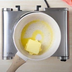 Melting butter.