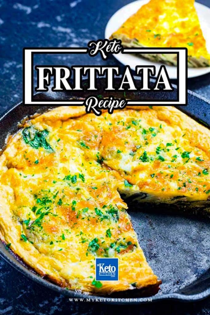 Keto frittata in a cast iron frying pan.